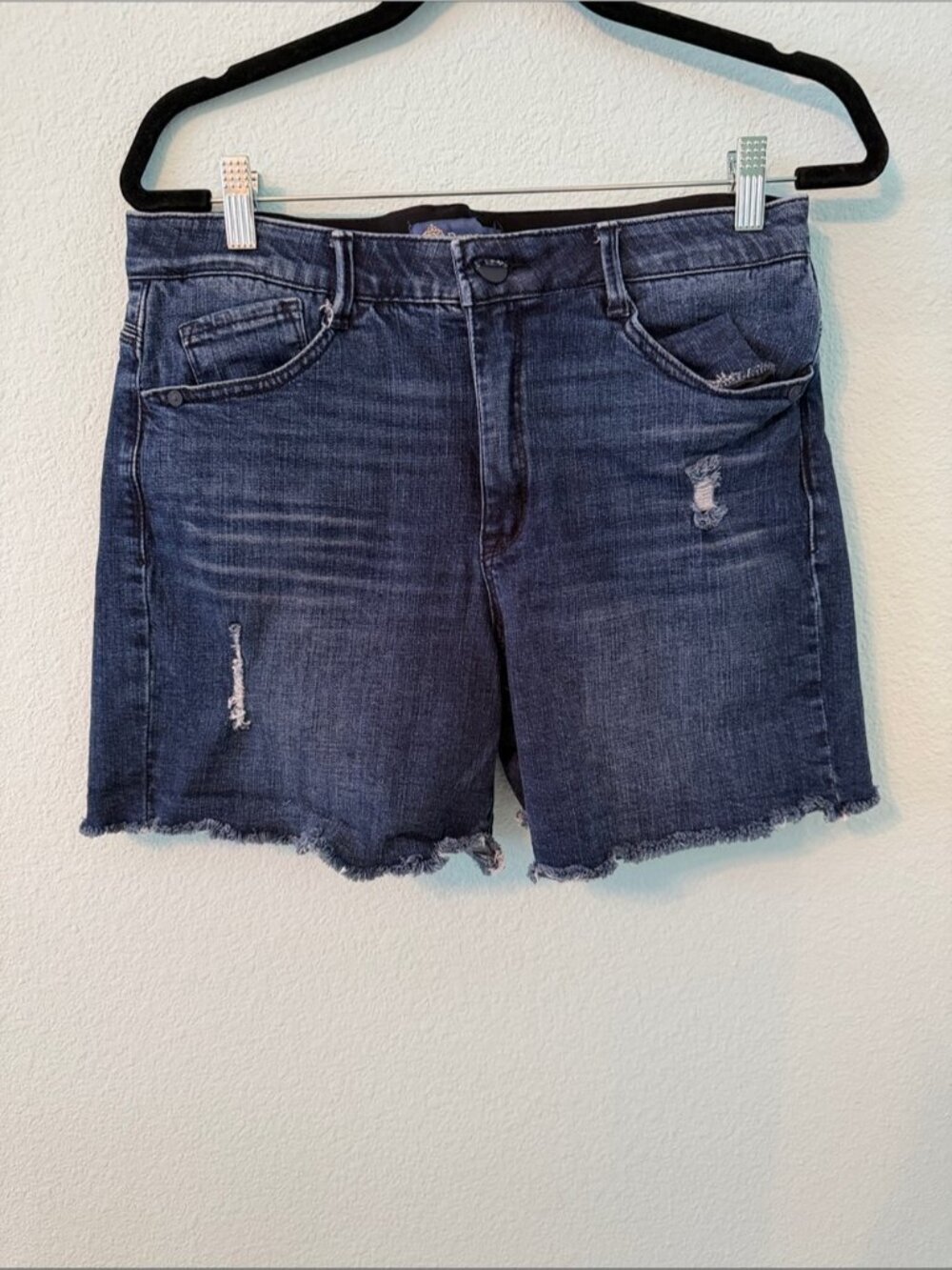 Distressed Denim Shorts Fray Hem Size 12